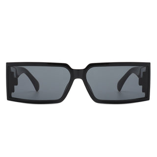 Retro Wraparound Sunglasses with black frames (front view).