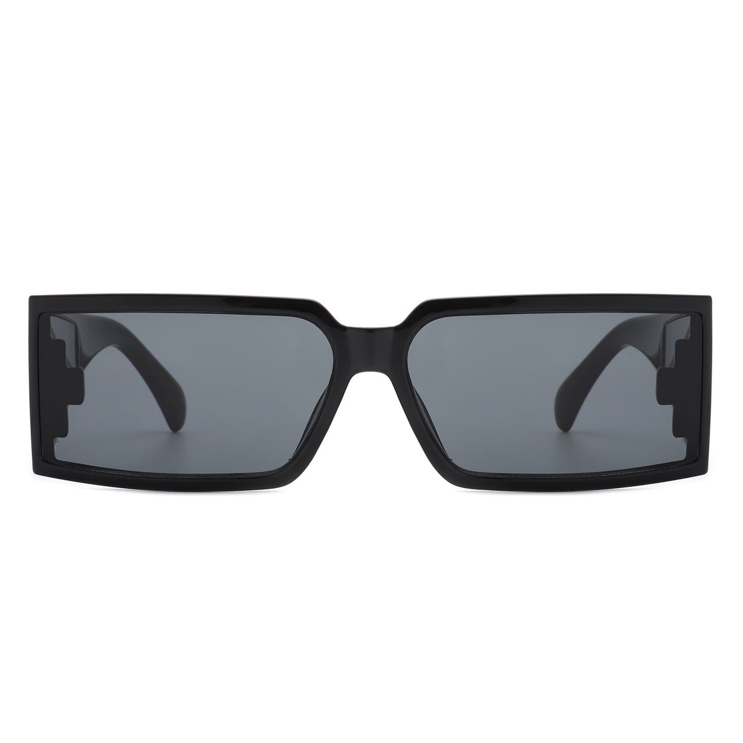 Retro Wraparound Sunglasses with black frames (front view).