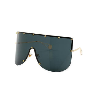 Elaiza Oversized Sunglasses - Gold Gray lens gold details side view