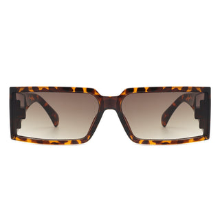 Retro Wraparound Sunglasses with tortoise frames (front view).