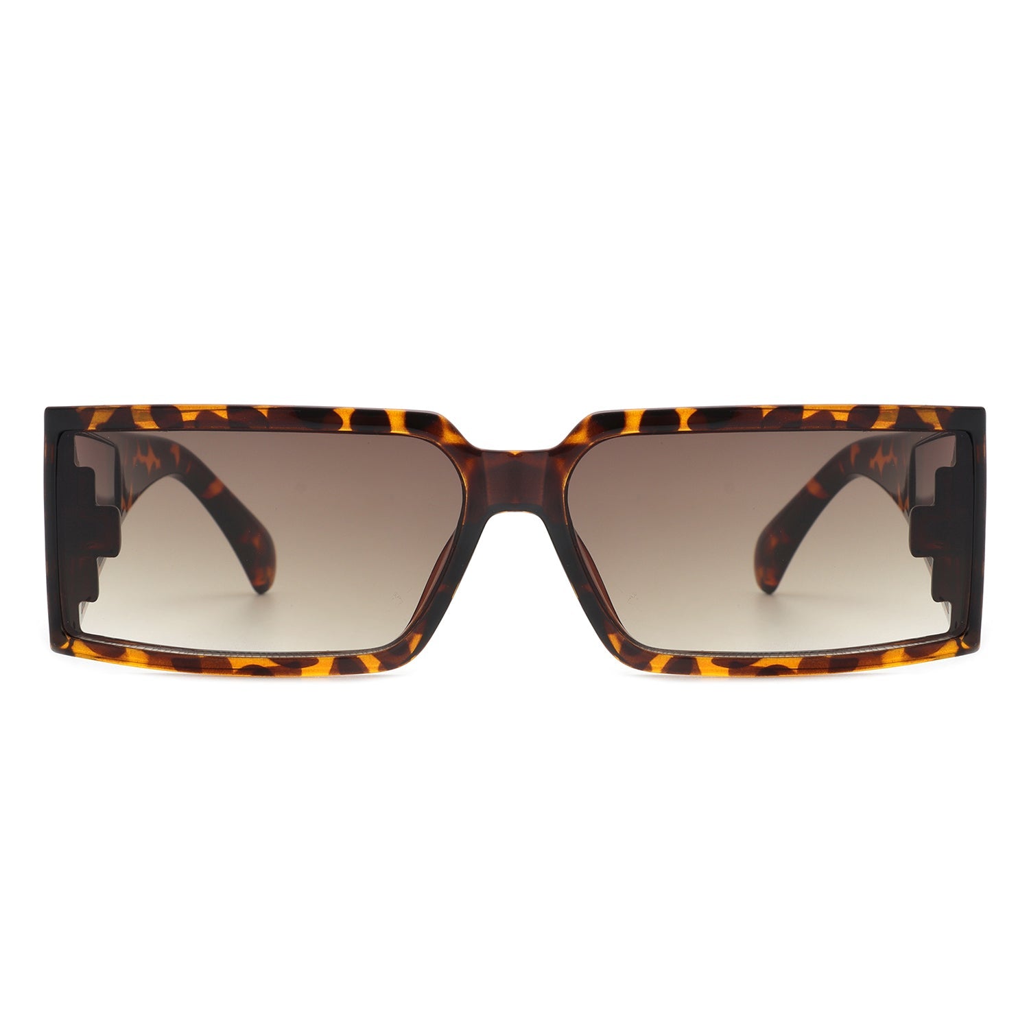 Retro Wraparound Sunglasses with tortoise frames (front view).