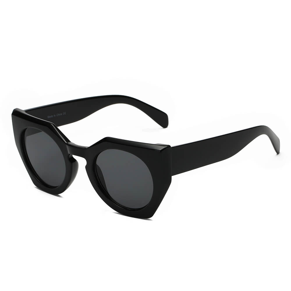 Geometric Round Cat Eye Sunglasses