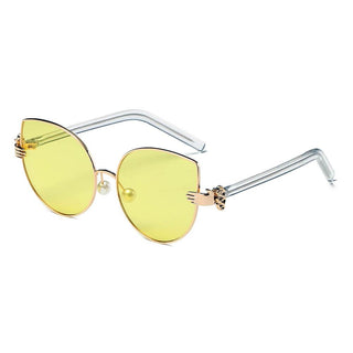 Cat Eye Metal Hands Sunglasses yellow side view