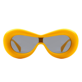 Argo Oversized Y2K Inflated Frame Sunglasses with yellow frames (front view).