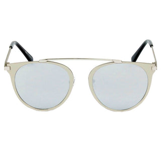 Modern Horn Rimmed Metal Frame Sunglasses silver and gray front view