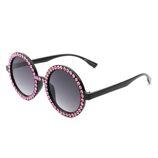 Dreamway Round Rhinestone Oversize Sunglasses