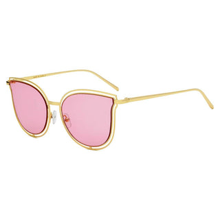 Round Cat Eye Metal Lined Sunglasses pink side view