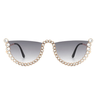 Florinda Half Frame Rhinestone Sunglasses