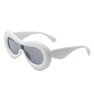 Argo Oversized Y2K Inflated Frame Sunglasses with white frames (side view).