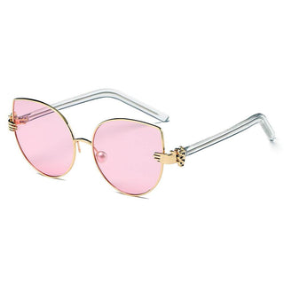 Cat Eye Metal Hands Sunglasses light pink side view