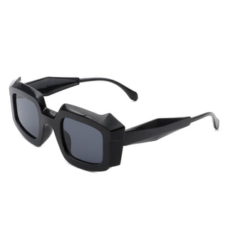 Chunky Geometric Sunglasses with plastic black frames (side view)