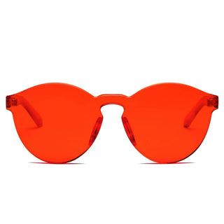 Hipster Translucent Monochromatic Red Candy Colorful Sunglasses Front View