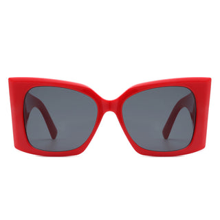 Skydusts Oversize Chunky Sunglasses with red frames (front view)