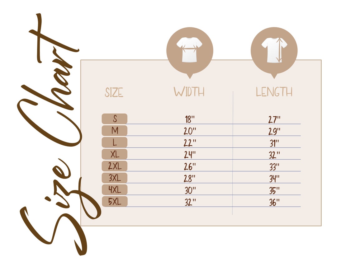 t-shirt size chart S-5XL