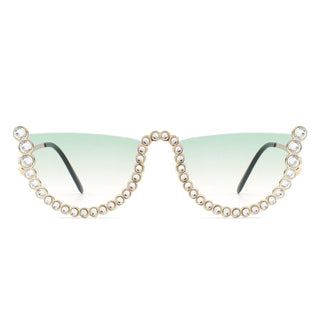 Florinda Half Frame Rhinestone Sunglasses