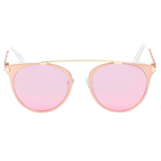 Modern Horn Rimmed Metal Frame Sunglasses gold and pink front view