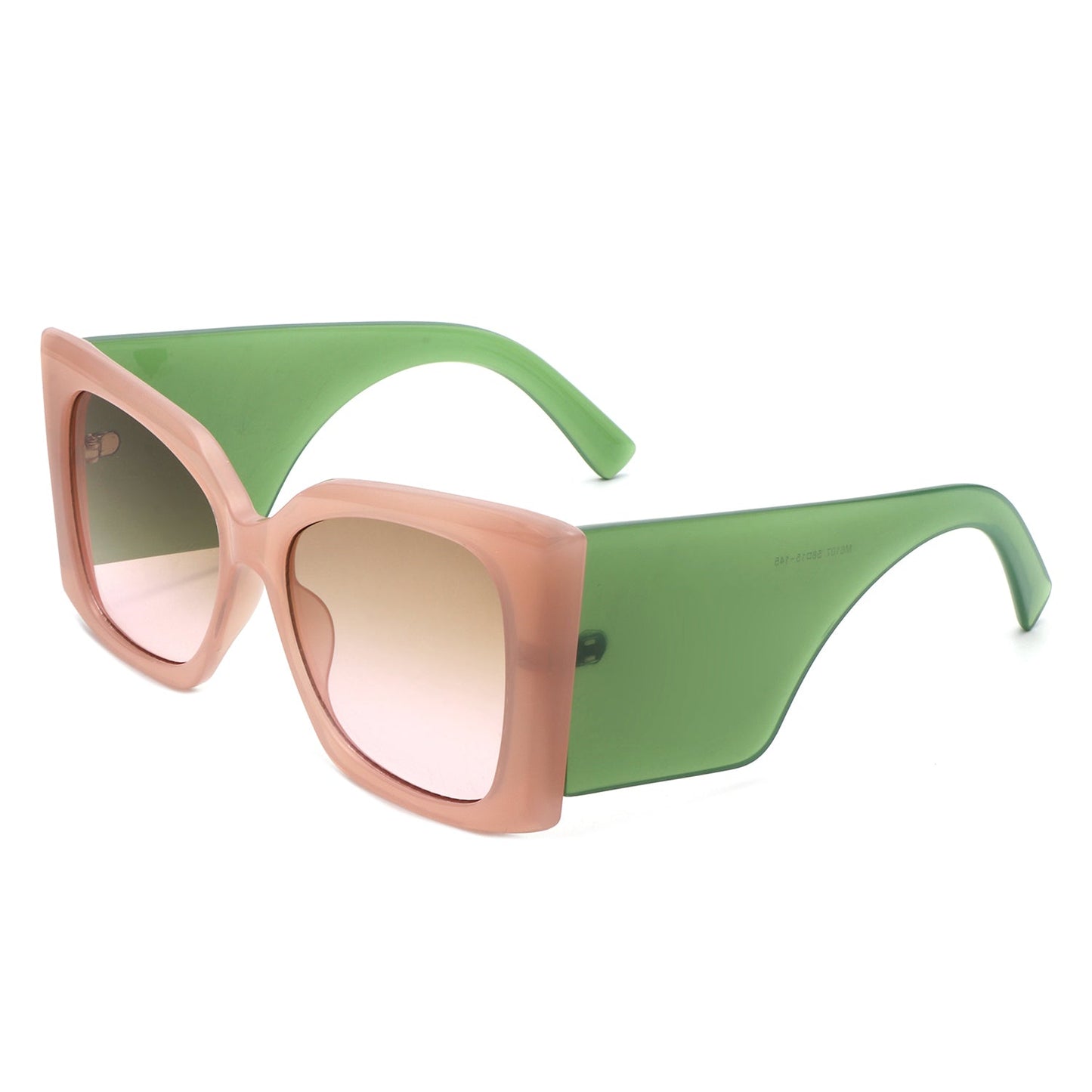 Skydusts Oversize Chunky Sunglasses with nude front frames and green side (side view)