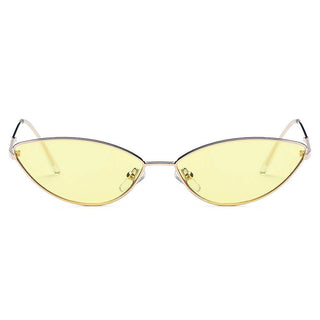 Retro Slim, Metal Sunglasses with gold frame and light yellow lens (front view).